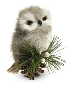Ornement, Hibou gris avec pomme de pin