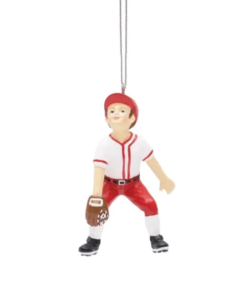 Ornement, joueur de baseball junior, uniforme rouge