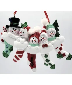 Ornement, La famille Bonhomme de neige, avec bas de Noël
