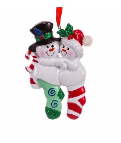Ornement. La famille Bonhomme de neige, avec bas de Noël
