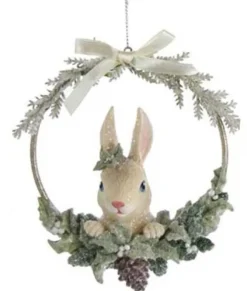 Ornement, lapin dans une couronne