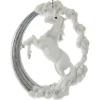 Ornement, licorne argentée et blanche, avec arc-en-ciel et nuages