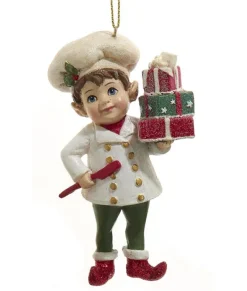 Ornement, lutin traditionnel nostalgique avec gâteau