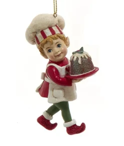 Ornement, Lutin traditionnel nostalgique avec gâteau