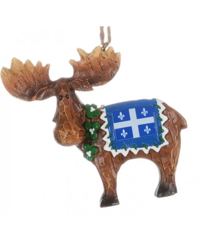 Ornement orignal avec drapeau du Québec