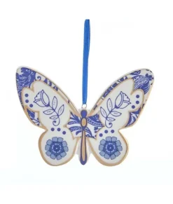 Ornement papillon bleu delft