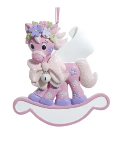 Ornement, personnalisable, Cheval à Bascule Rose