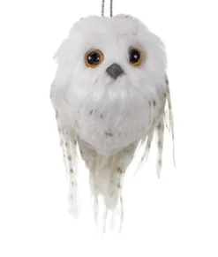 Ornement, petit hibou blanc. Plumes naturelles