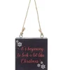 Ornement, plaque en bois, avec message "It's beginning to look a lot like Christmas"