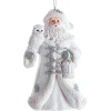 Ornement, Père Noël en argent et blanc avec un hibou