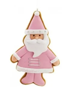Ornement, Père Noël en pain d'épice avec glaçage rose