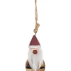 Ornement Père Noël rond en bois