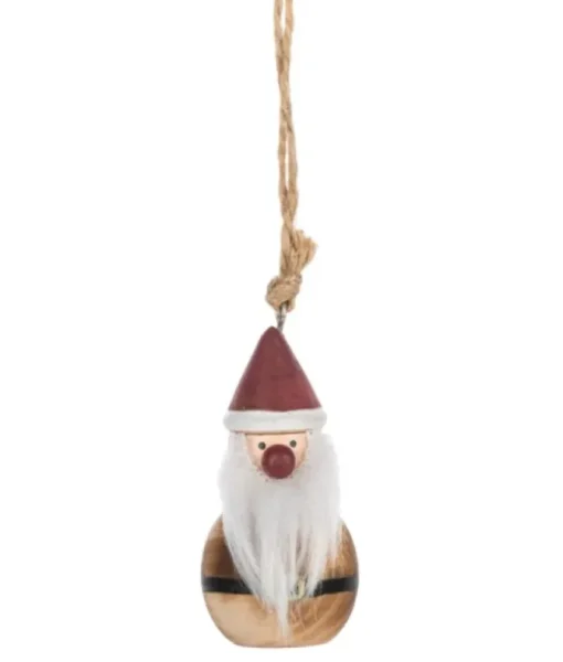 Ornement Père Noël rond en bois