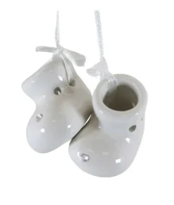Ornement, premières chaussures de bébé, blanc