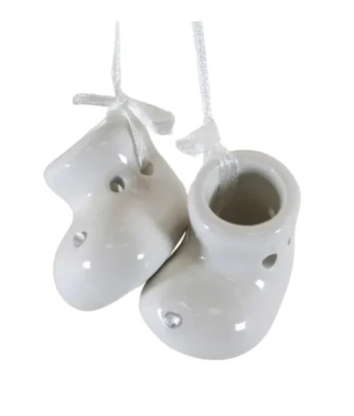 Ornement, premières chaussures de bébé, blanc