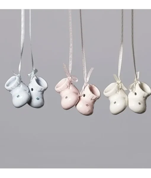 Ornement, premières chaussures de bébé, blanc