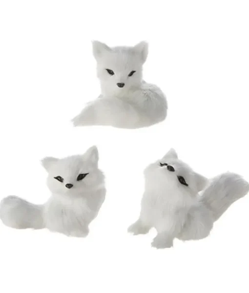 Ornement, renard arctique en peluche.