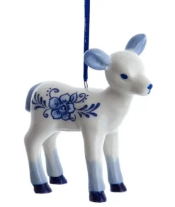 Ornement renne bébé bleu delft