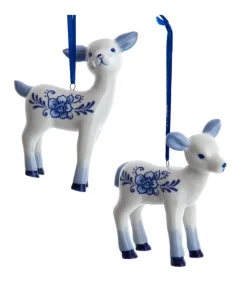 Ornement renne bébé bleu delft