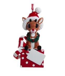 Ornement, Rudolph avec cadeau de Noel