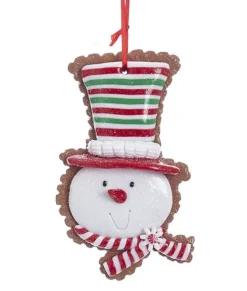 Ornement, tête de bonhomme de neige avec chapeau de bonbon à la menthe poivrée