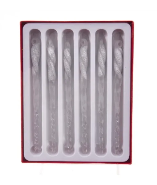 Ornements, glaçons pailletés, boîte de 6