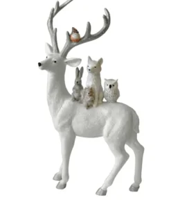 Pièce de table, cerf blanc avec animaux des bois