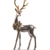 Pièce de table, cerf d’argent de style rustique, avec couronne
