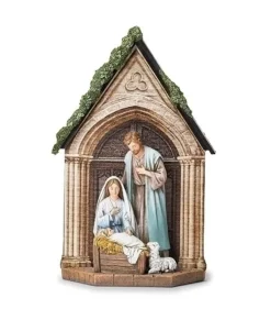 Pièce de table, La Sainte Famille, avec fond de porte d'église