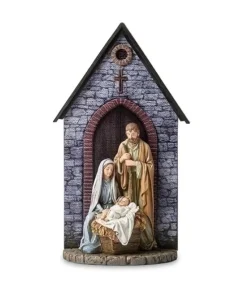 Pièce de table, La Sainte Famille, avec fond de porte d'église