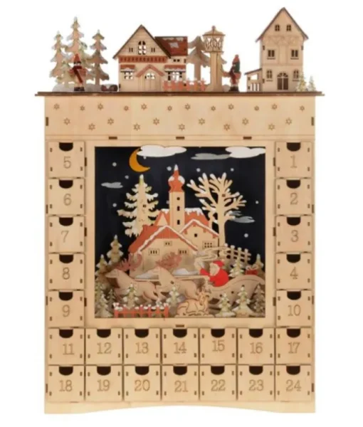Pièce de table, ornement, calendrier de l'avent de style allemand en bois