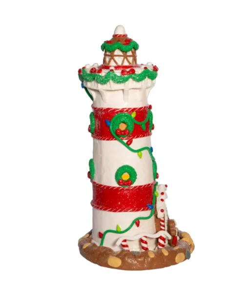 Pièce de table, phare de maison en pain d’épice avec éclairage LED