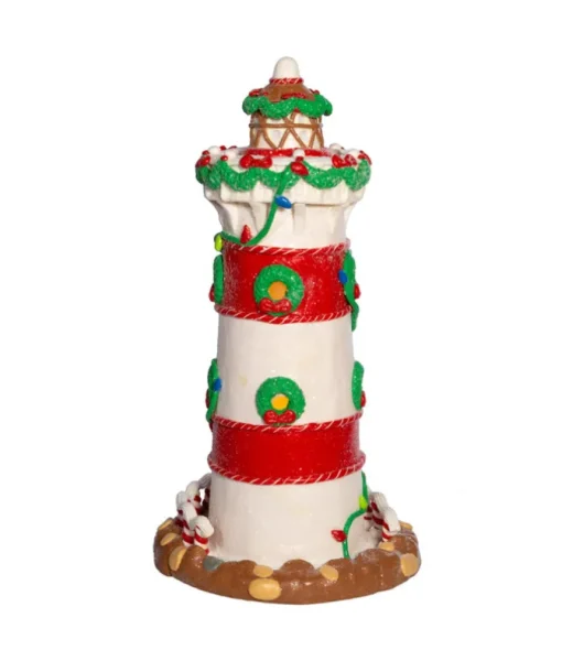 Pièce de table, phare de maison en pain d’épice avec éclairage LED