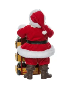 Père Noël Coca-Cola® Fabriché™ de 10,5 po avec chariot de livraison