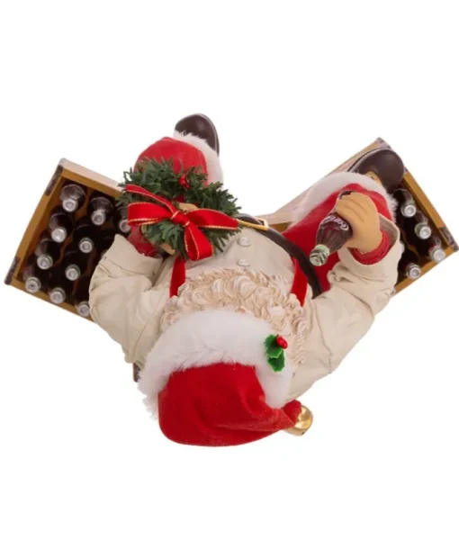 Père Noël Coca-Cola® Fabriché™ de 9 po assis sur des caisses