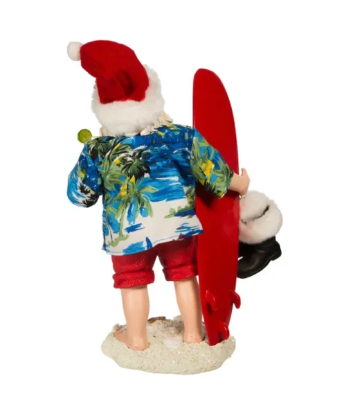 Père Noël de plage Fabriché™ 11" avec planche de surf