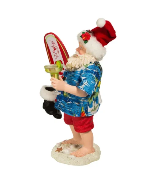 Père Noël de plage Fabriché™ 11" avec planche de surf