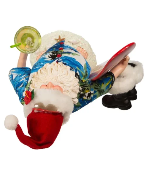 Père Noël de plage Fabriché™ 11" avec planche de surf