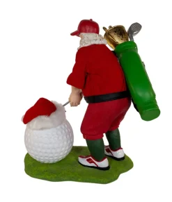 Père Noël golfeur Fabriché™ 11" avec balle de golf surdimensionnée