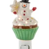 Veilleuse bonhomme de neige et cupcake en céramique