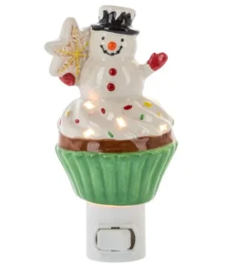 Veilleuse bonhomme de neige et cupcake en céramique