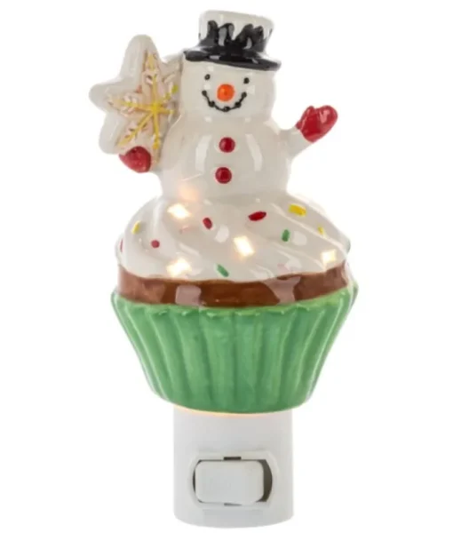 Veilleuse bonhomme de neige et cupcake en céramique
