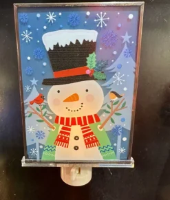 Veilleuse bonhomme de neige et oiseaux