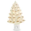 Veilleuse sapin en céramique blanche et dorée
